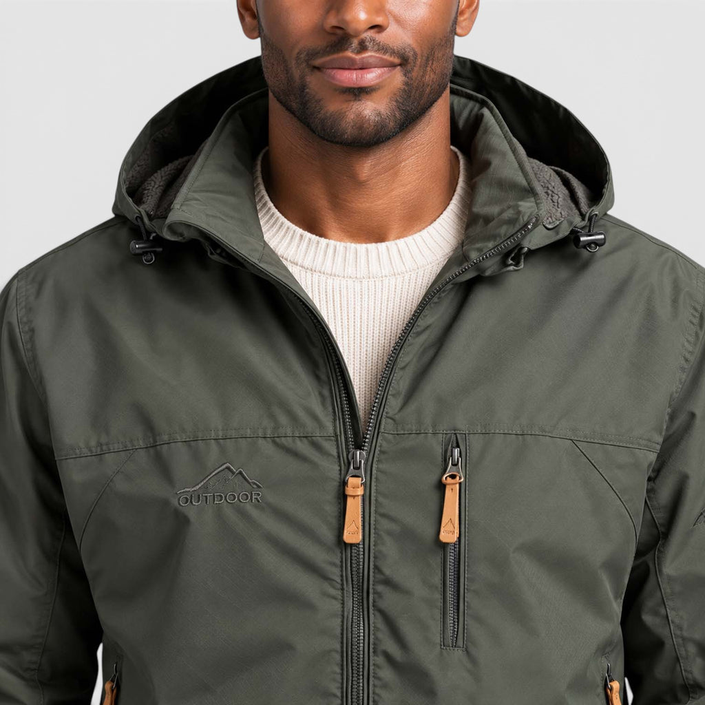 Monvaline | Men's Water-Resistant Hooded Jacket – Regular Fit Windproof