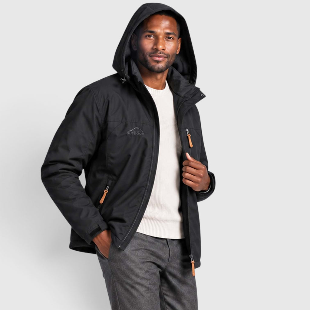 Monvaline | Men's Water-Resistant Hooded Jacket – Regular Fit Windproof