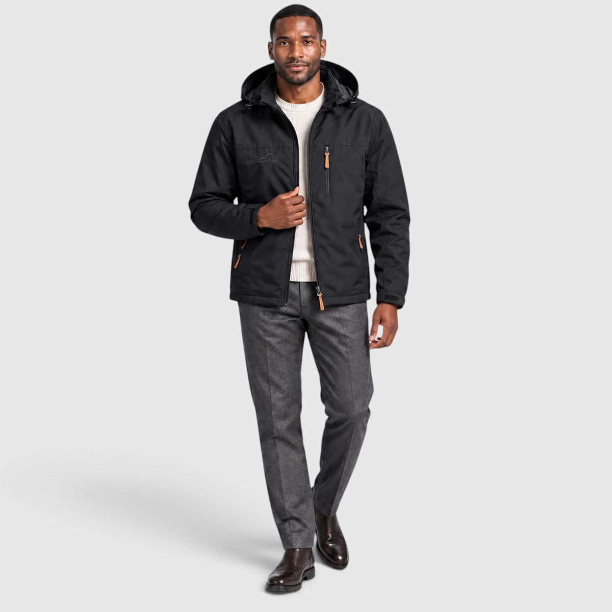 Monvaline | Men's Water-Resistant Hooded Jacket – Regular Fit Windproof
