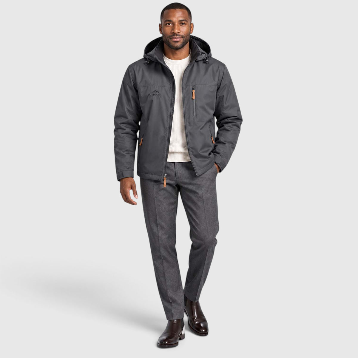 Monvaline | Men's Water-Resistant Hooded Jacket – Regular Fit Windproof