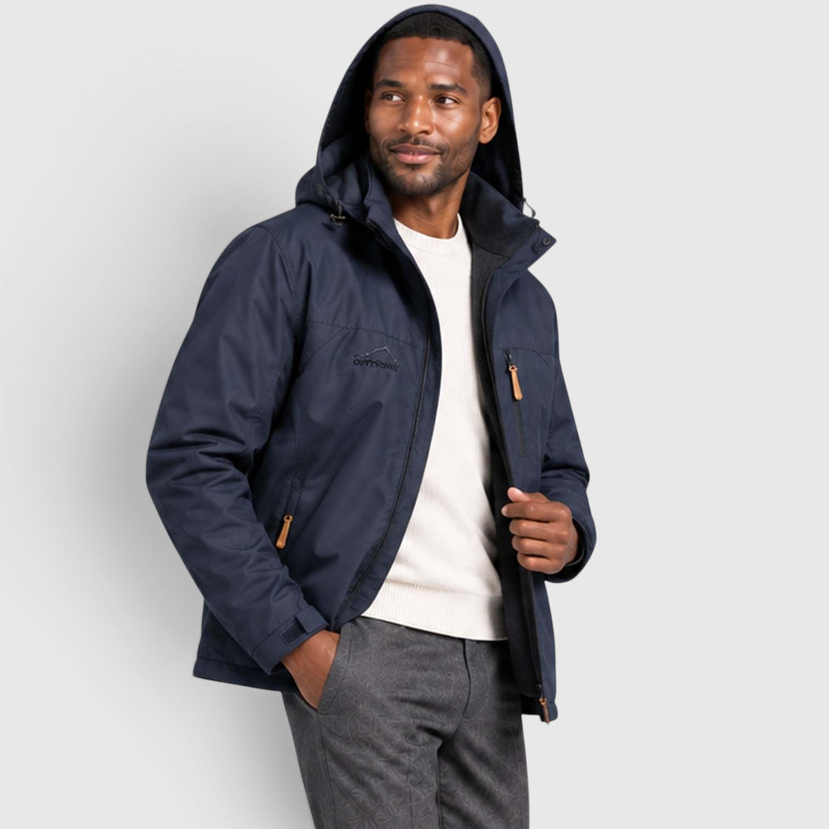 Monvaline | Men's Water-Resistant Hooded Jacket – Regular Fit Windproof