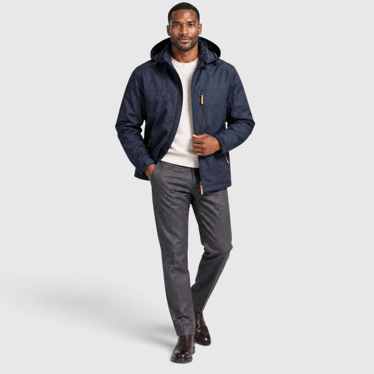 Monvaline | Men's Water-Resistant Hooded Jacket – Regular Fit Windproof
