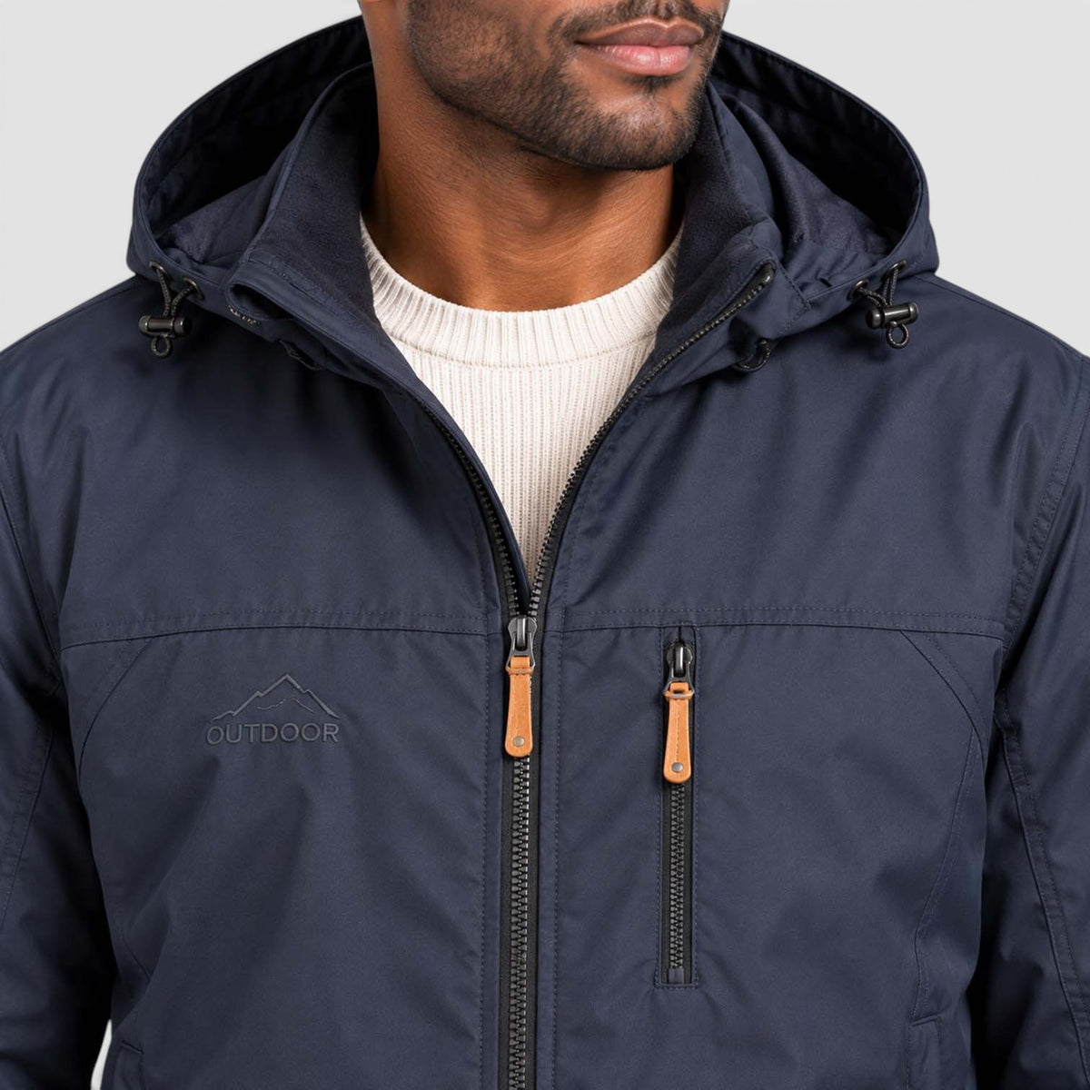 Monvaline | Men's Water-Resistant Hooded Jacket – Regular Fit Windproof