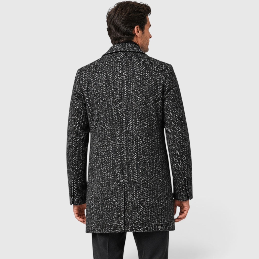 Monvaline | Men's Wool Blend Long Coat – Tailored Single-Breasted