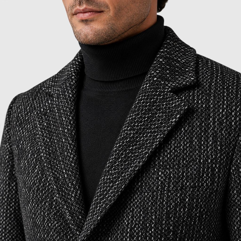 Monvaline | Men's Wool Blend Long Coat – Tailored Single-Breasted