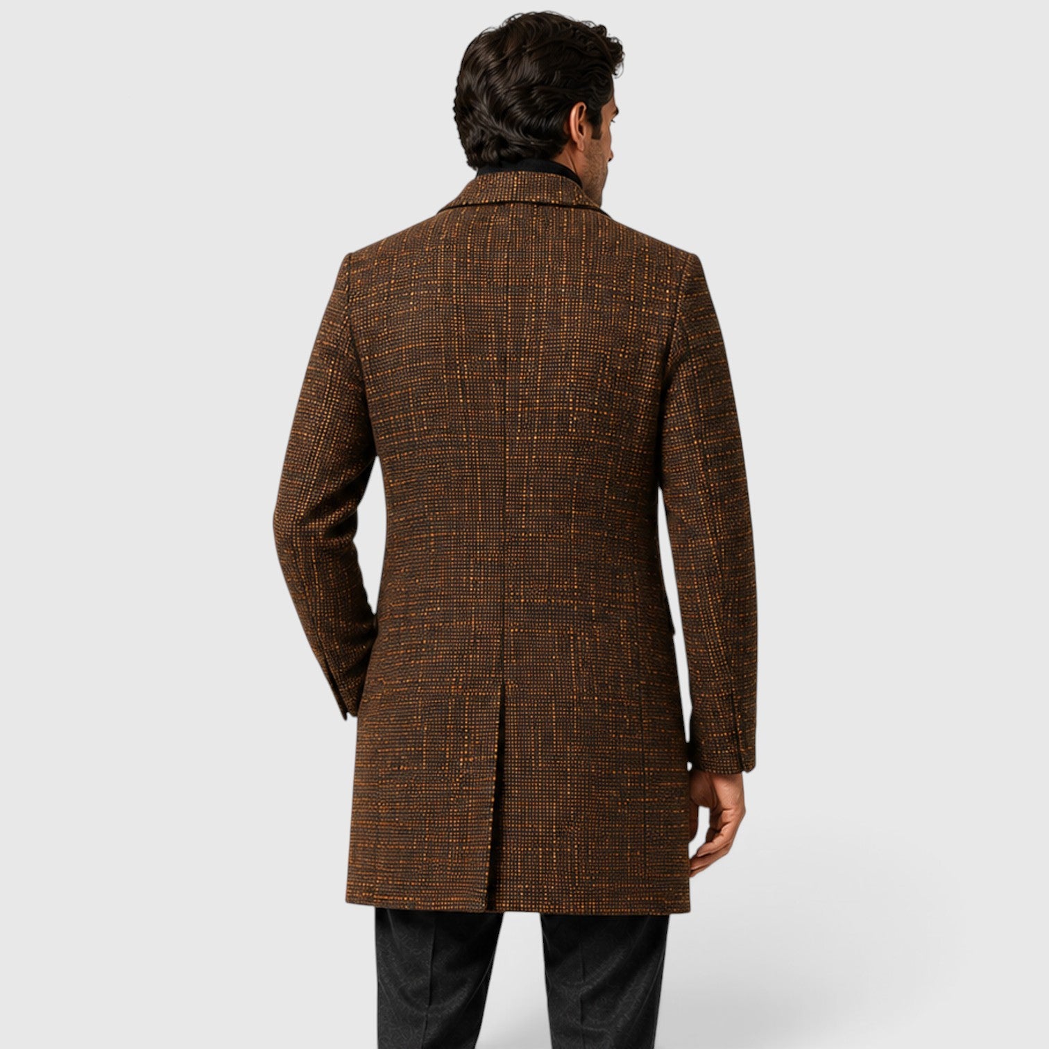 Monvaline | Men's Wool Blend Long Coat – Tailored Single-Breasted