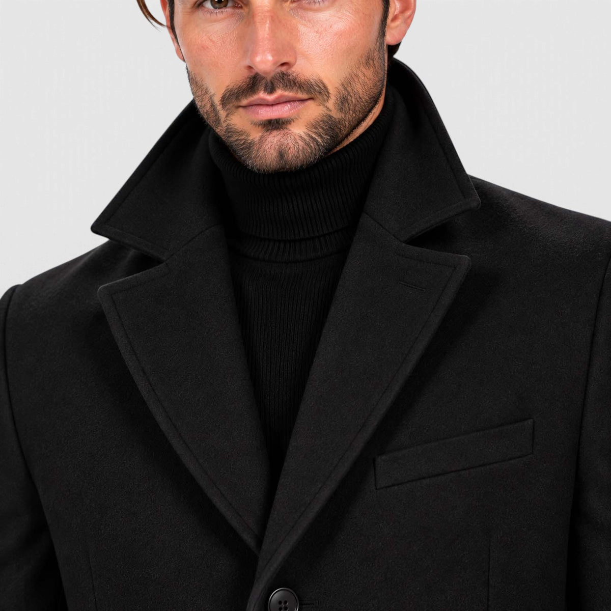 Monvaline | Men's Wool Blend Overcoat Single-Breasted Tailored
