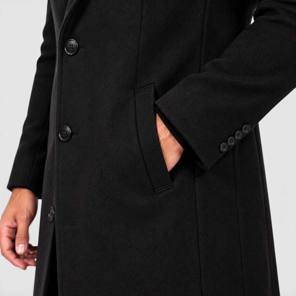 Monvaline | Men's Wool Blend Overcoat Single-Breasted Tailored