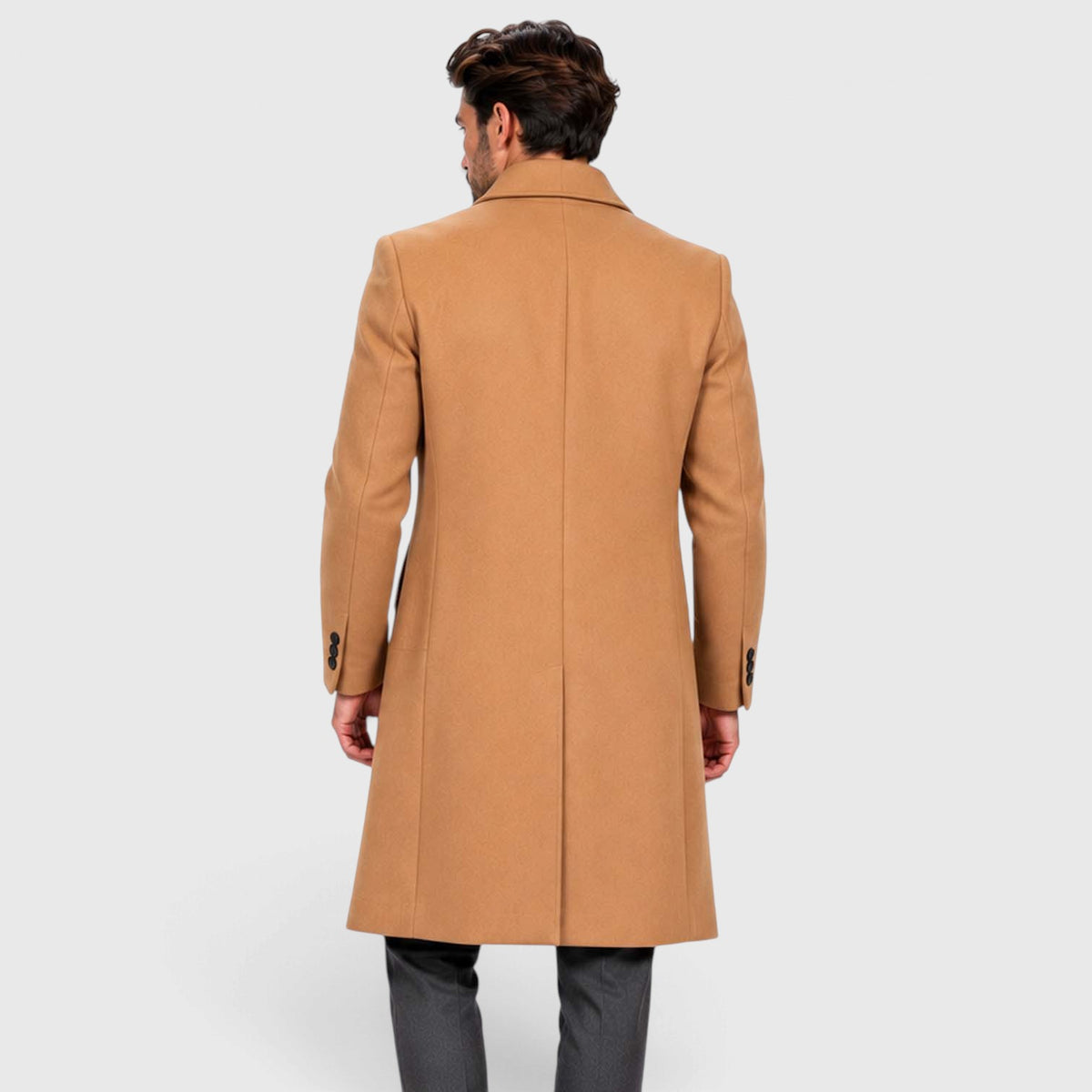 Monvaline | Men's Wool Blend Overcoat Single-Breasted Tailored