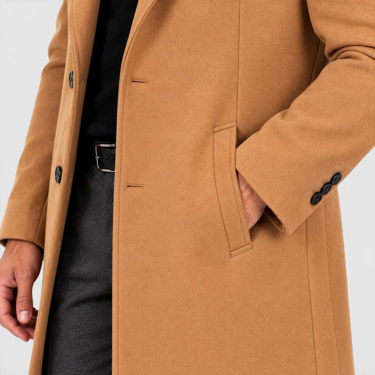 Monvaline | Men's Wool Blend Overcoat Single-Breasted Tailored