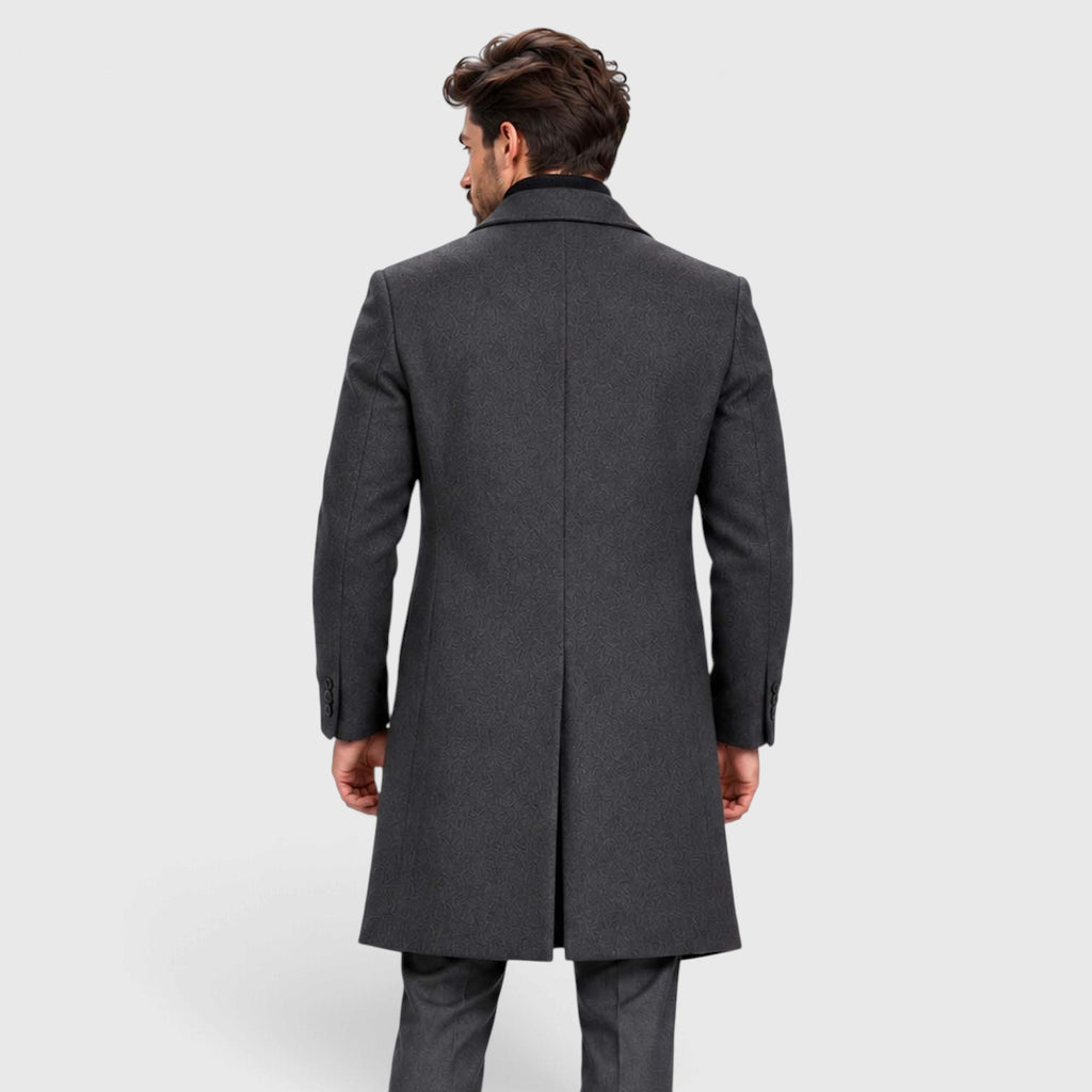 Monvaline | Men's Wool Blend Overcoat Single-Breasted Tailored