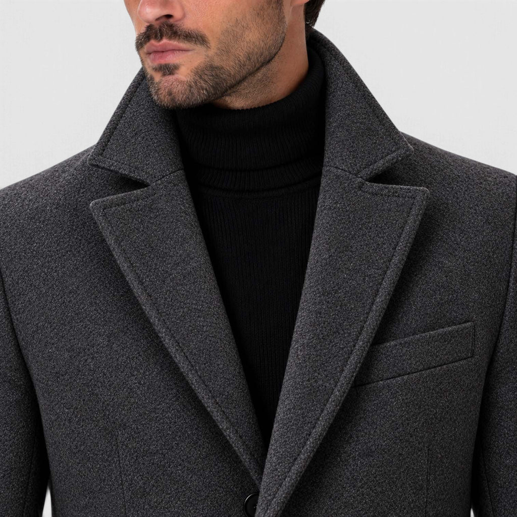 Monvaline | Men's Wool Blend Overcoat Single-Breasted Tailored