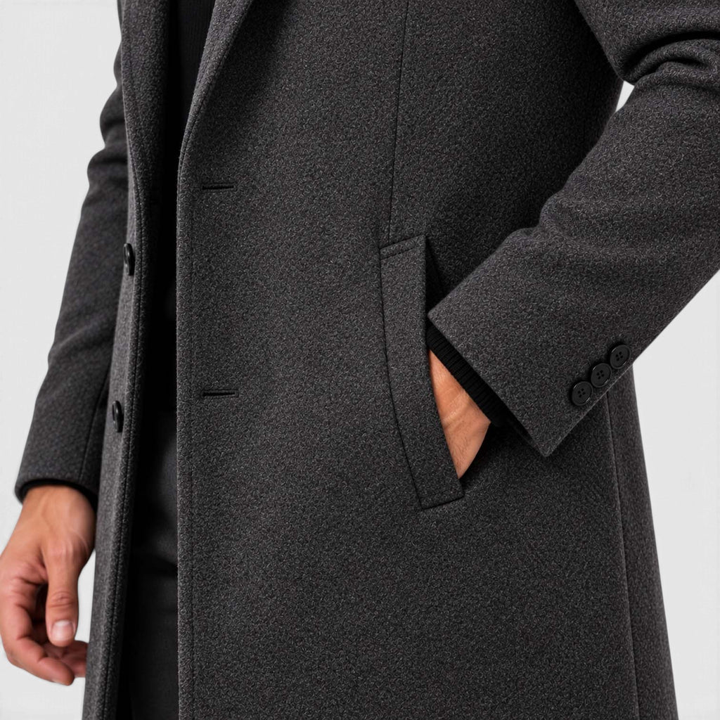Monvaline | Men's Wool Blend Overcoat Single-Breasted Tailored