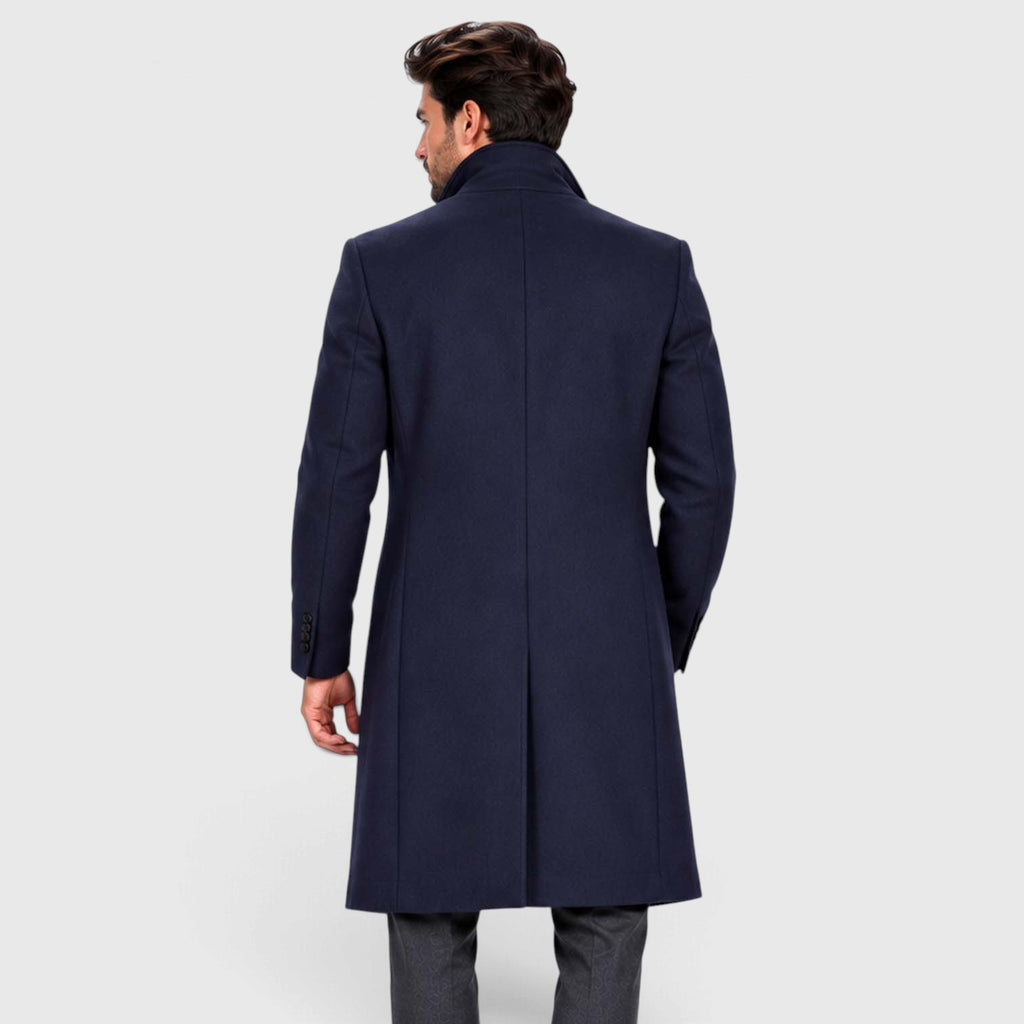 Monvaline | Men's Wool Blend Overcoat Single-Breasted Tailored