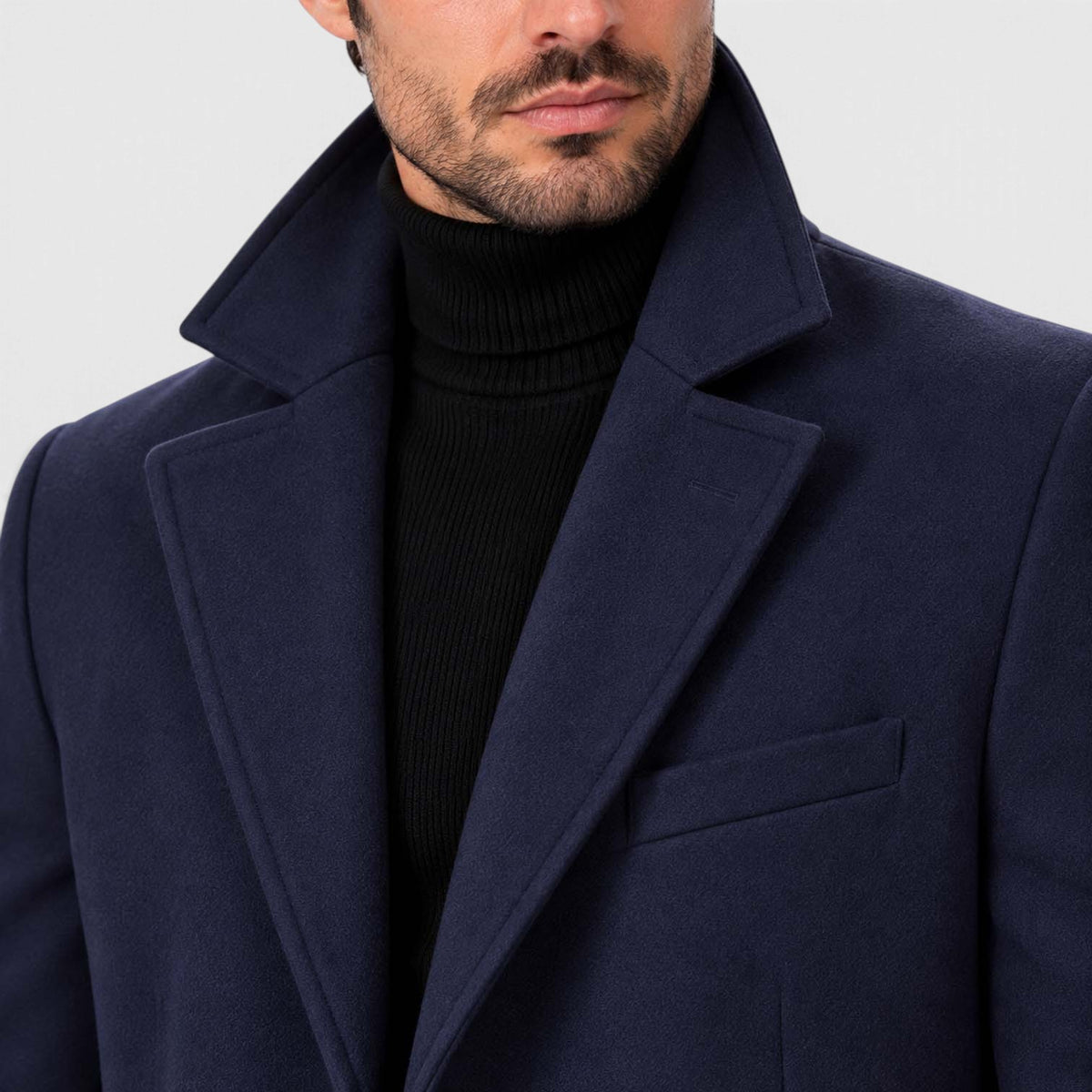 Monvaline | Men's Wool Blend Overcoat Single-Breasted Tailored