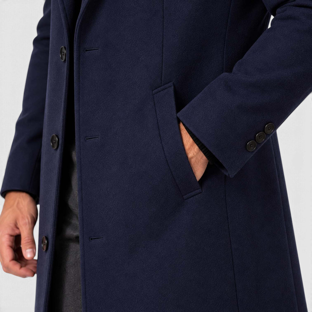 Monvaline | Men's Wool Blend Overcoat Single-Breasted Tailored