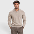 Monvaline | Men's Wool Blend Quarter Zip Polo Jumper