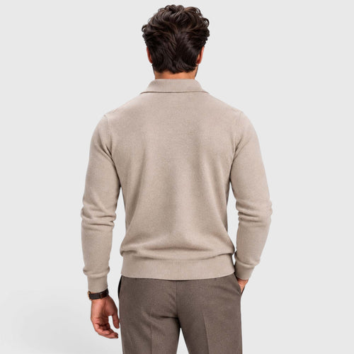 Monvaline | Men's Wool Blend Quarter Zip Polo Jumper