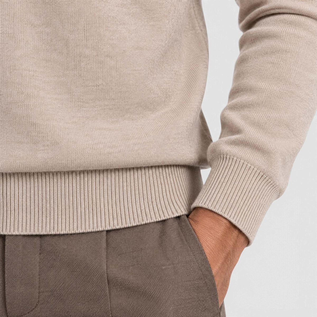 Monvaline | Men's Wool Blend Quarter Zip Polo Jumper