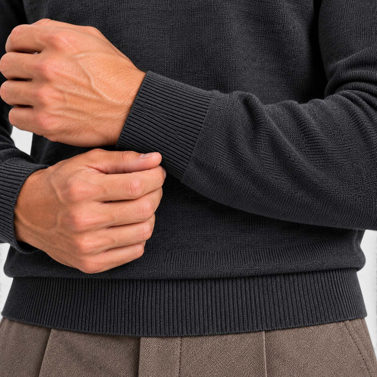 Monvaline | Men's Wool Blend Quarter Zip Polo Jumper