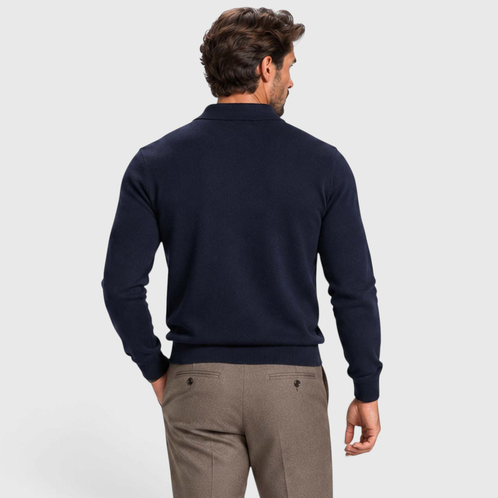 Monvaline | Men's Wool Blend Quarter Zip Polo Jumper