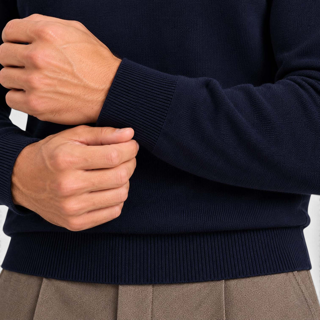 Monvaline | Men's Wool Blend Quarter Zip Polo Jumper