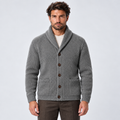 Monvaline | Men's Wool Blend Shawl Collar Ribbed Knit Cardigan