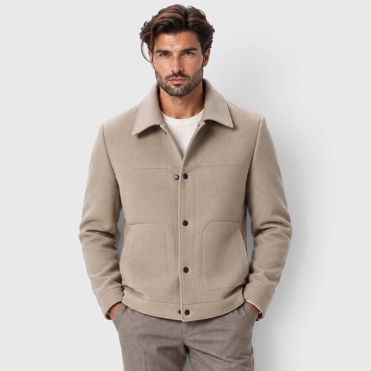 Monvaline | Men's Wool-Blend Short Coat Single-Breasted