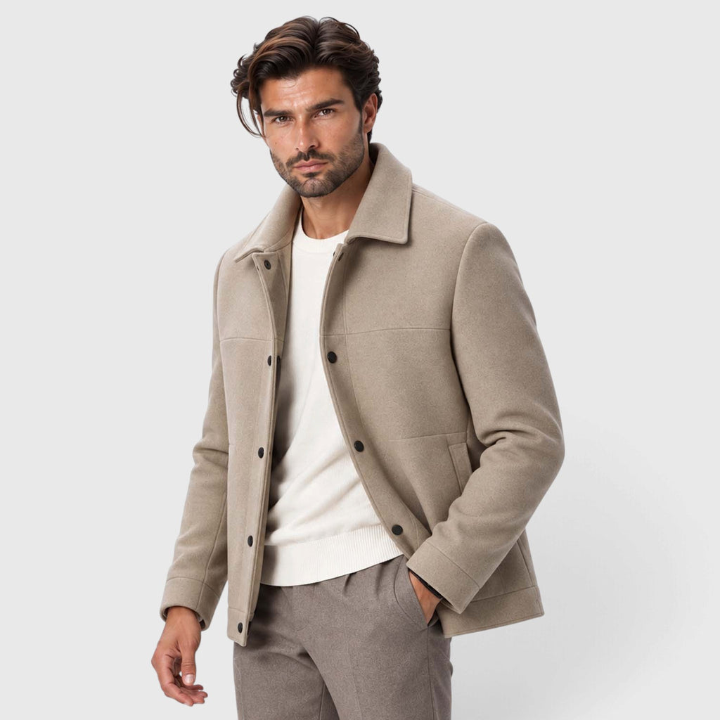 Monvaline | Men's Wool-Blend Short Coat Single-Breasted