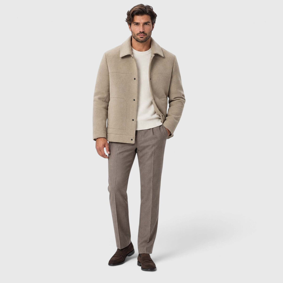 Monvaline | Men's Wool-Blend Short Coat Single-Breasted