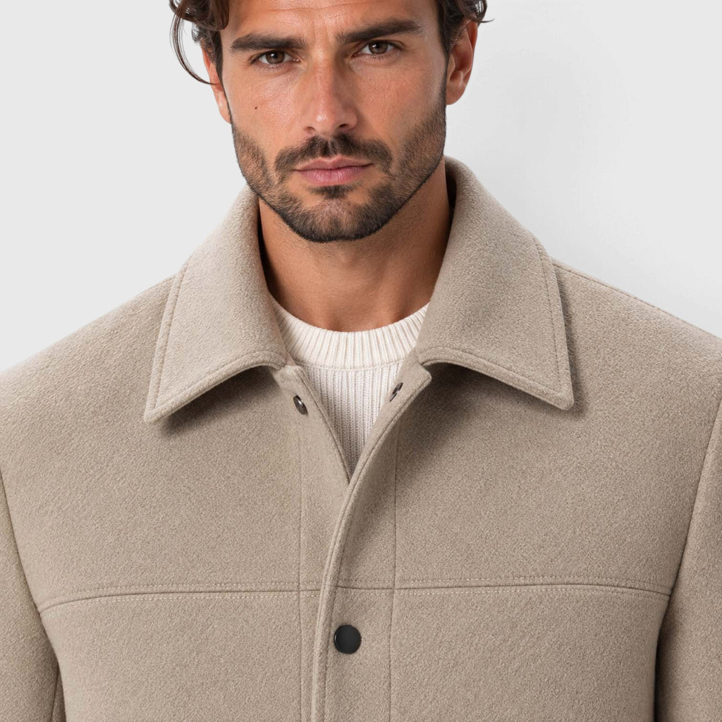 Monvaline | Men's Wool-Blend Short Coat Single-Breasted