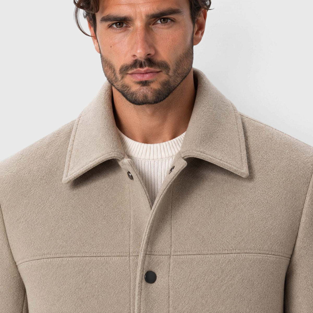 Monvaline | Men's Wool-Blend Short Coat Single-Breasted