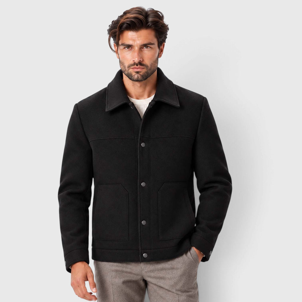 Monvaline | Men's Wool-Blend Short Coat Single-Breasted