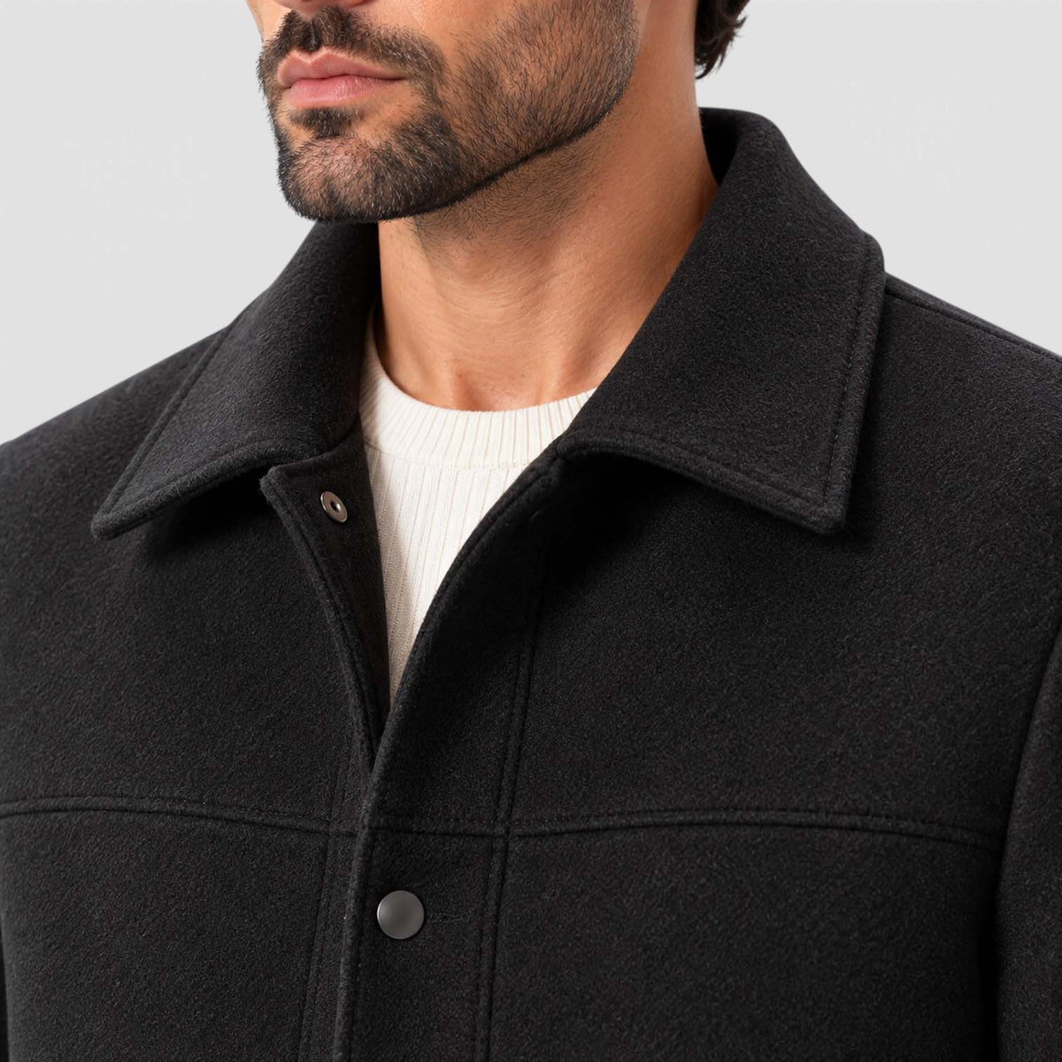 Monvaline | Men's Wool-Blend Short Coat Single-Breasted