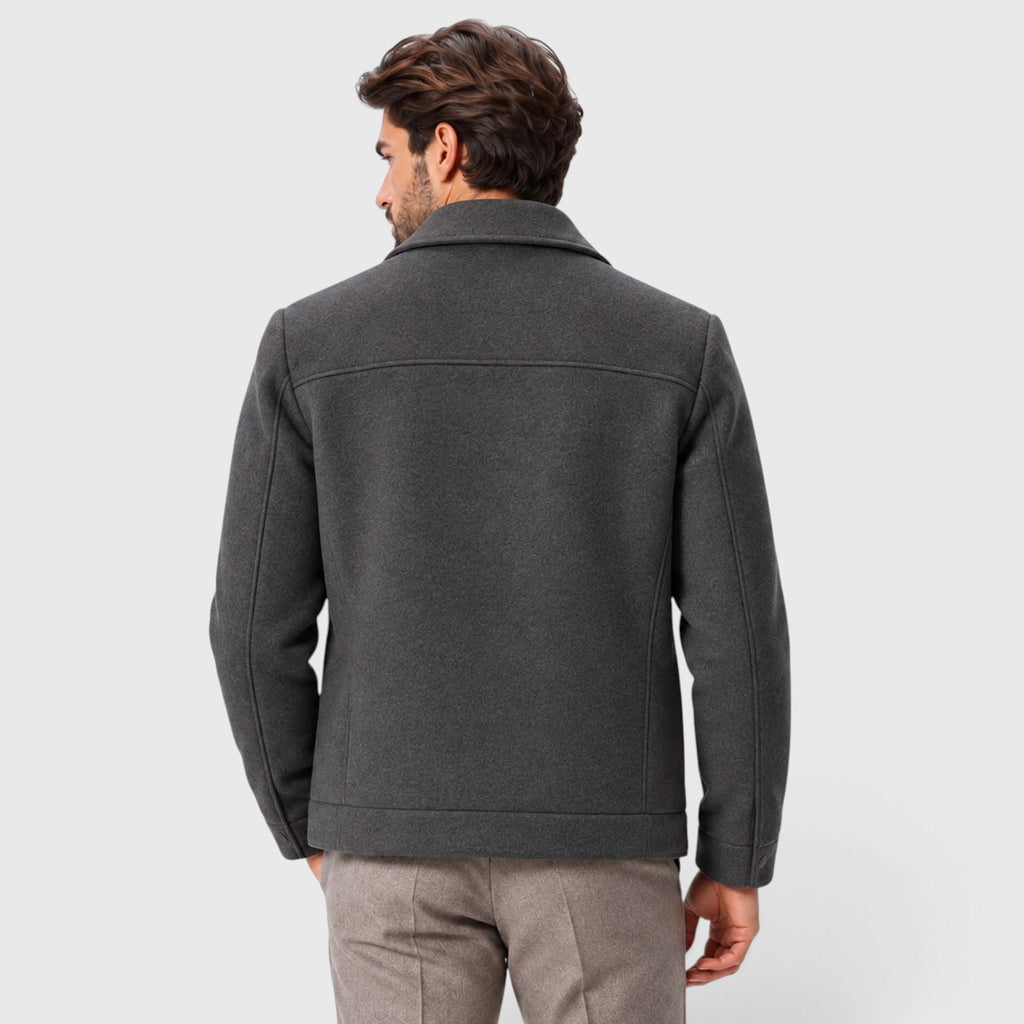 Monvaline | Men's Wool-Blend Short Coat Single-Breasted