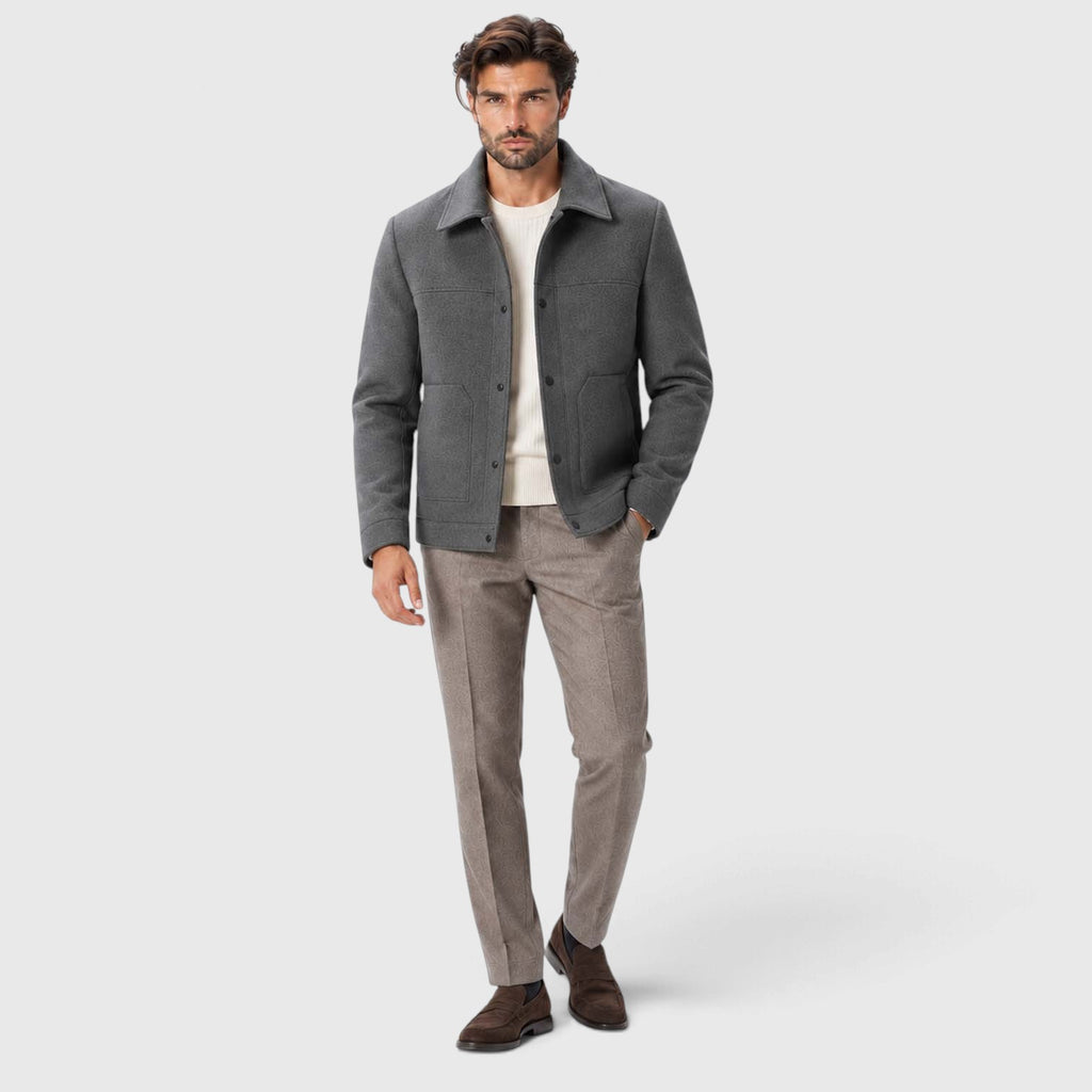 Monvaline | Men's Wool-Blend Short Coat Single-Breasted