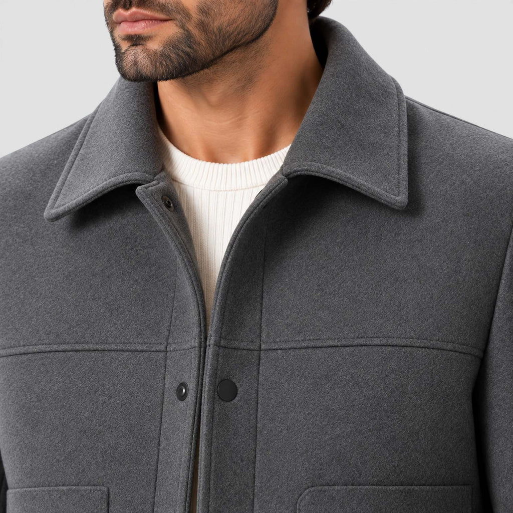 Monvaline | Men's Wool-Blend Short Coat Single-Breasted
