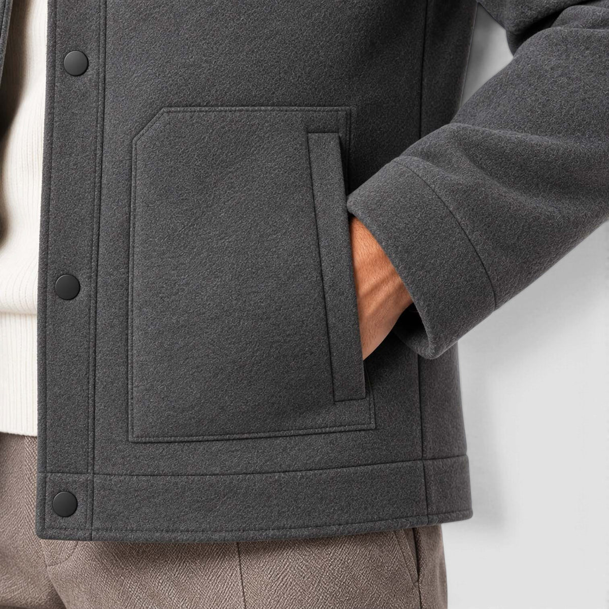 Monvaline | Men's Wool-Blend Short Coat Single-Breasted