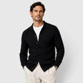 Monvaline | Men's Wool Knit Cardigan Collared Button-Up Slim Fit