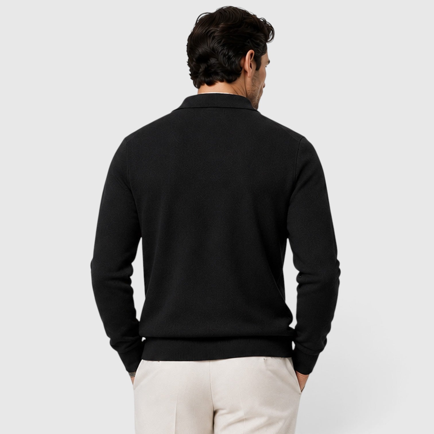 Monvaline | Men's Wool Knit Cardigan Collared Button-Up Slim Fit