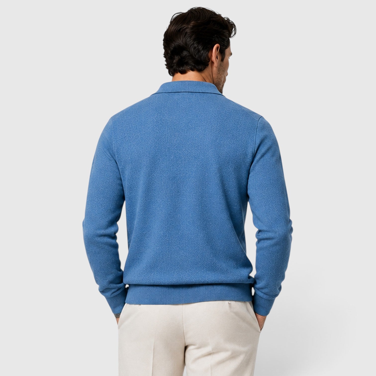 Monvaline | Men's Wool Knit Cardigan Collared Button-Up Slim Fit