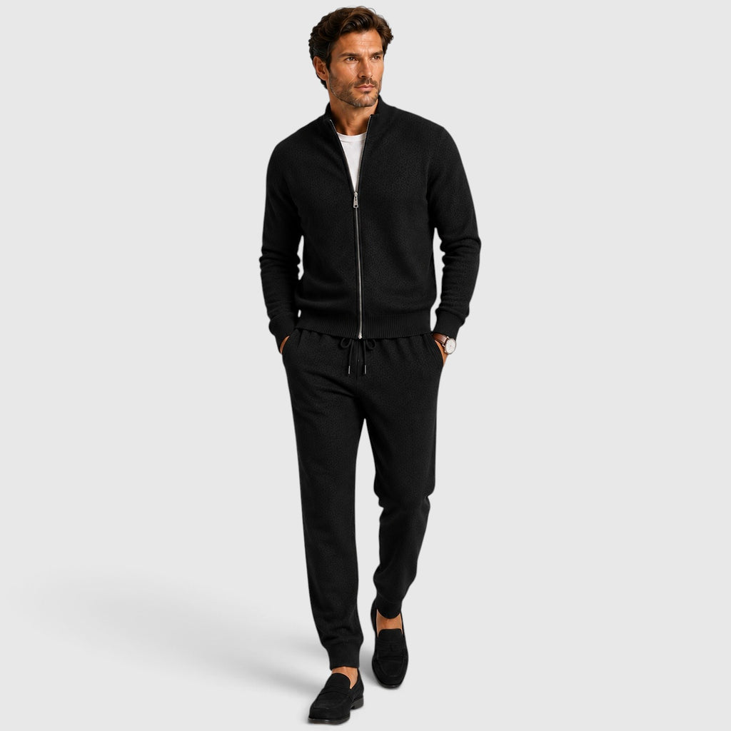 Monvaline | Men's Wool Knit Zip Cardigan Co-Ord Lounge Set