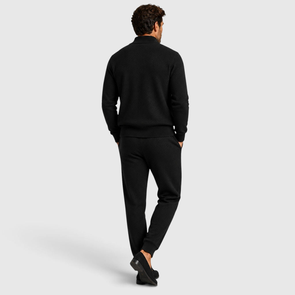 Monvaline | Men's Wool Knit Zip Cardigan Co-Ord Lounge Set