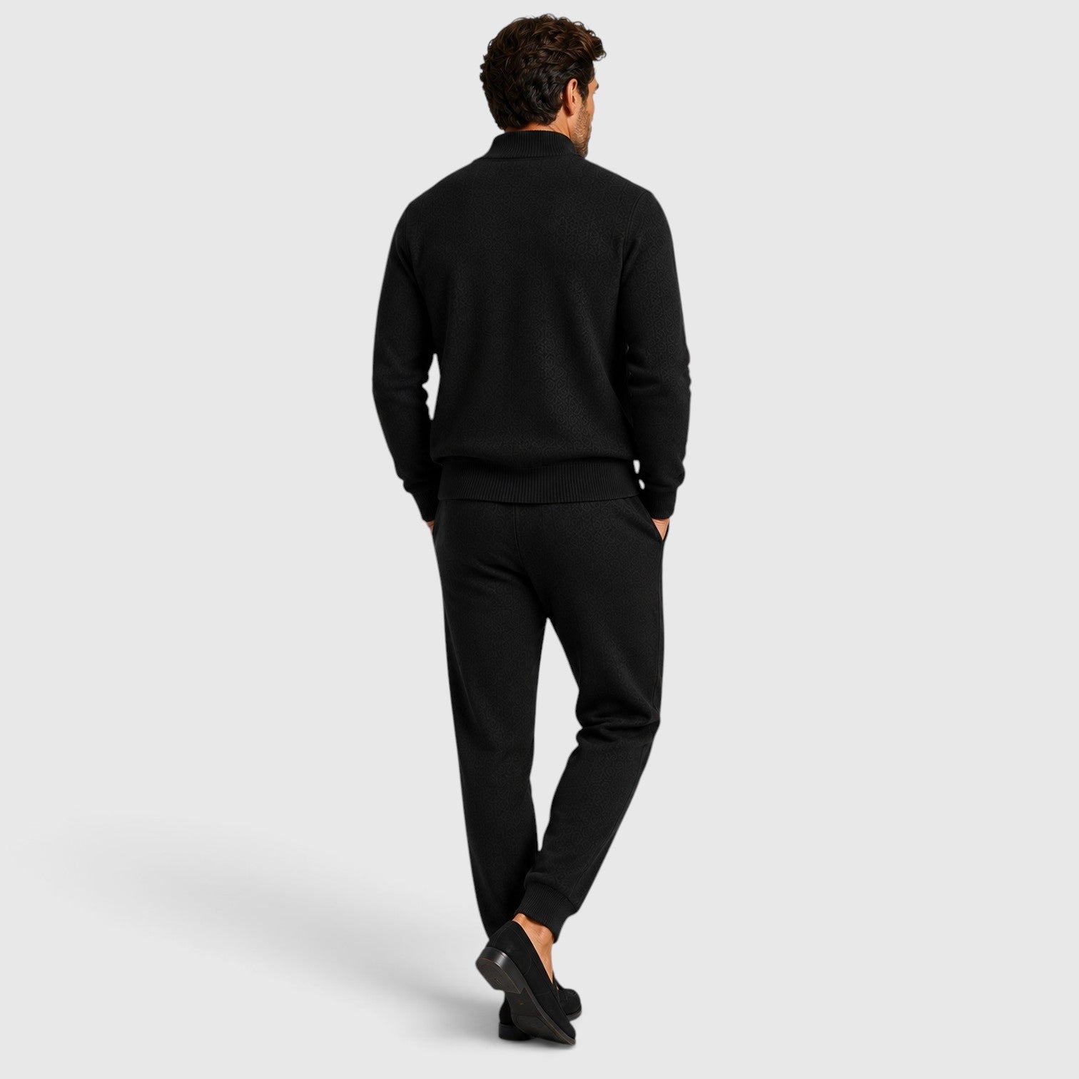 Monvaline | Men's Wool Knit Zip Cardigan Co-Ord Lounge Set