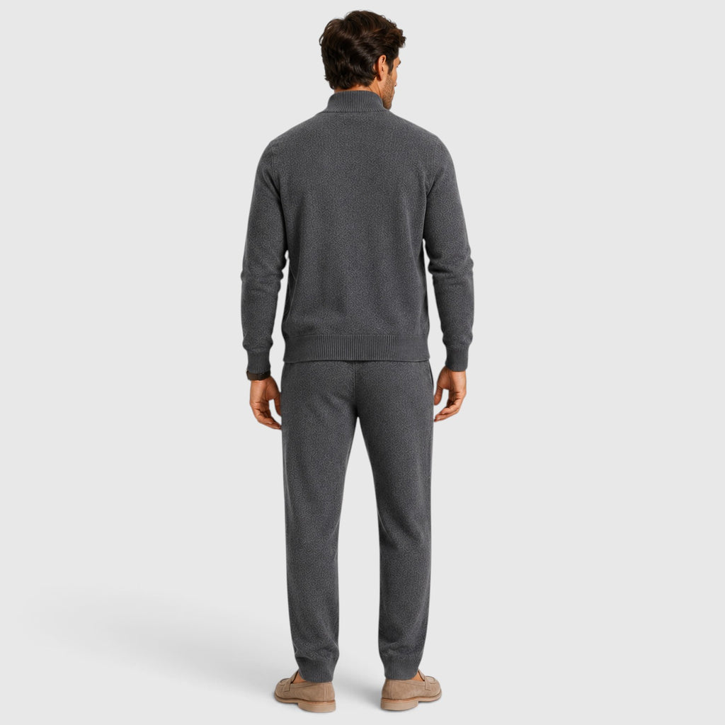 Monvaline | Men's Wool Knit Zip Cardigan Co-Ord Lounge Set