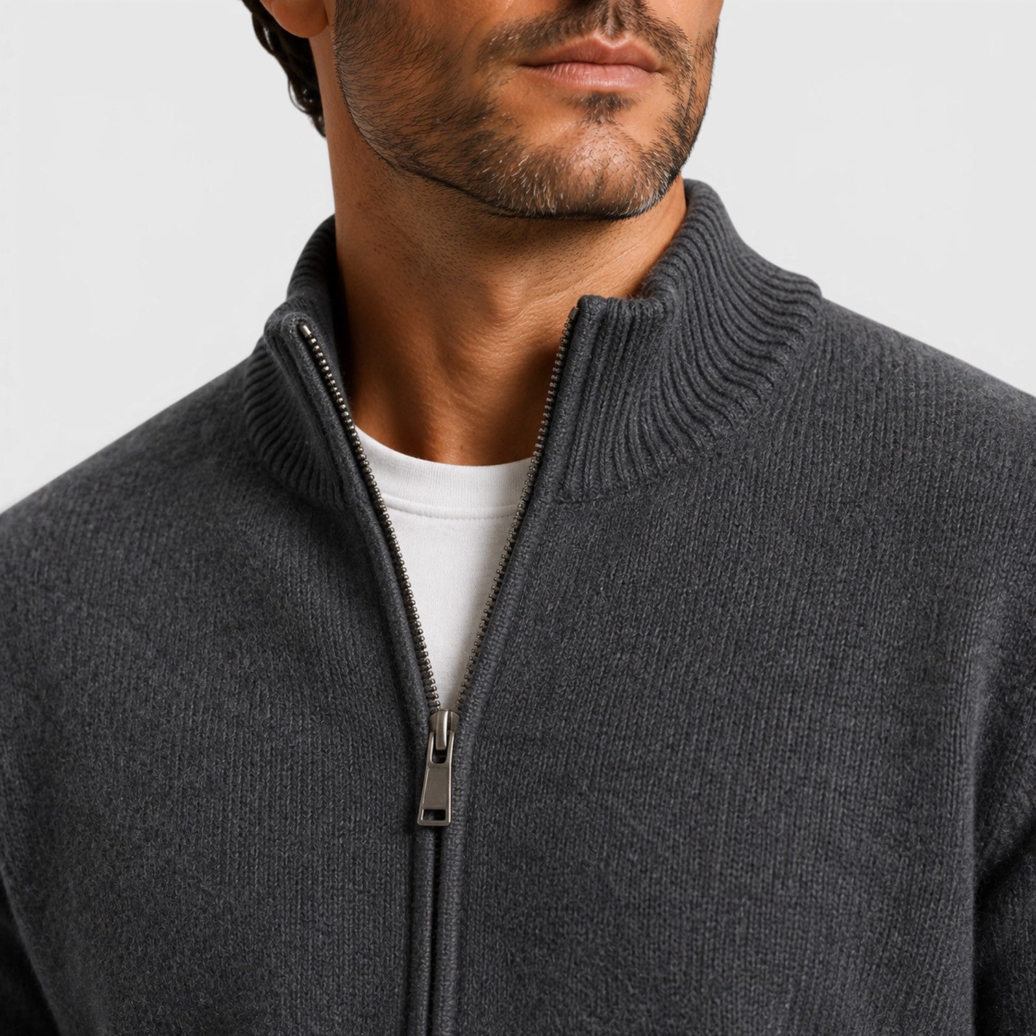 Monvaline | Men's Wool Knit Zip Cardigan Co-Ord Lounge Set