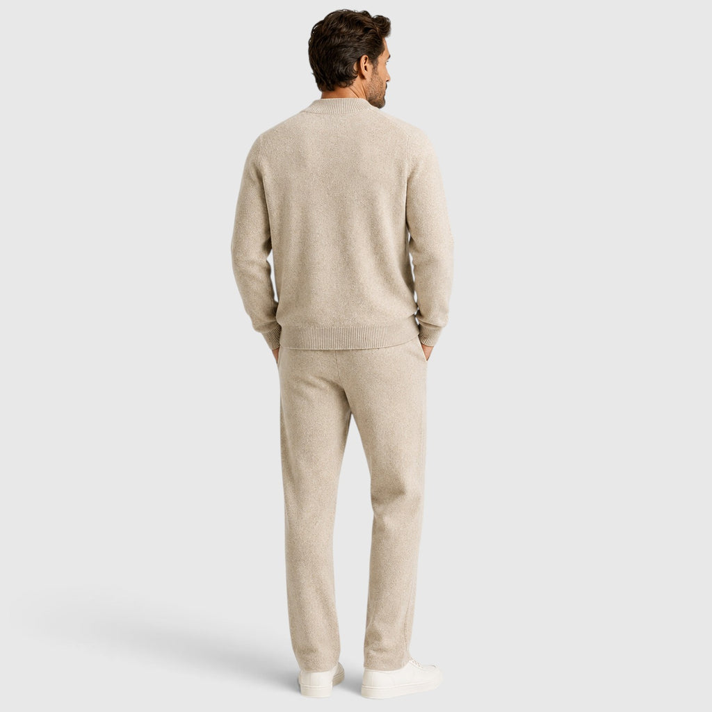Monvaline | Men's Wool Knit Zip Cardigan Co-Ord Lounge Set