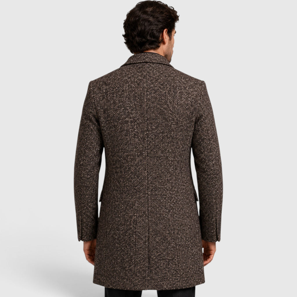 Monvaline | Men's Wool Single-Breasted Long Coat – Tailored Fit