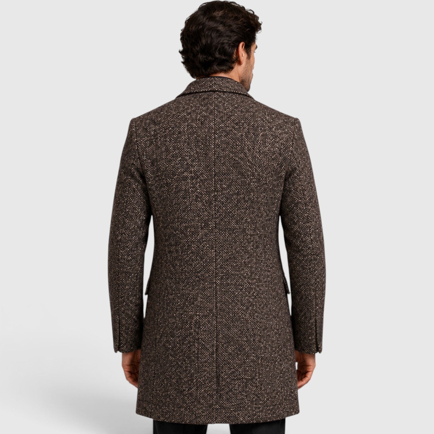 Monvaline | Men's Wool Single-Breasted Long Coat – Tailored Fit