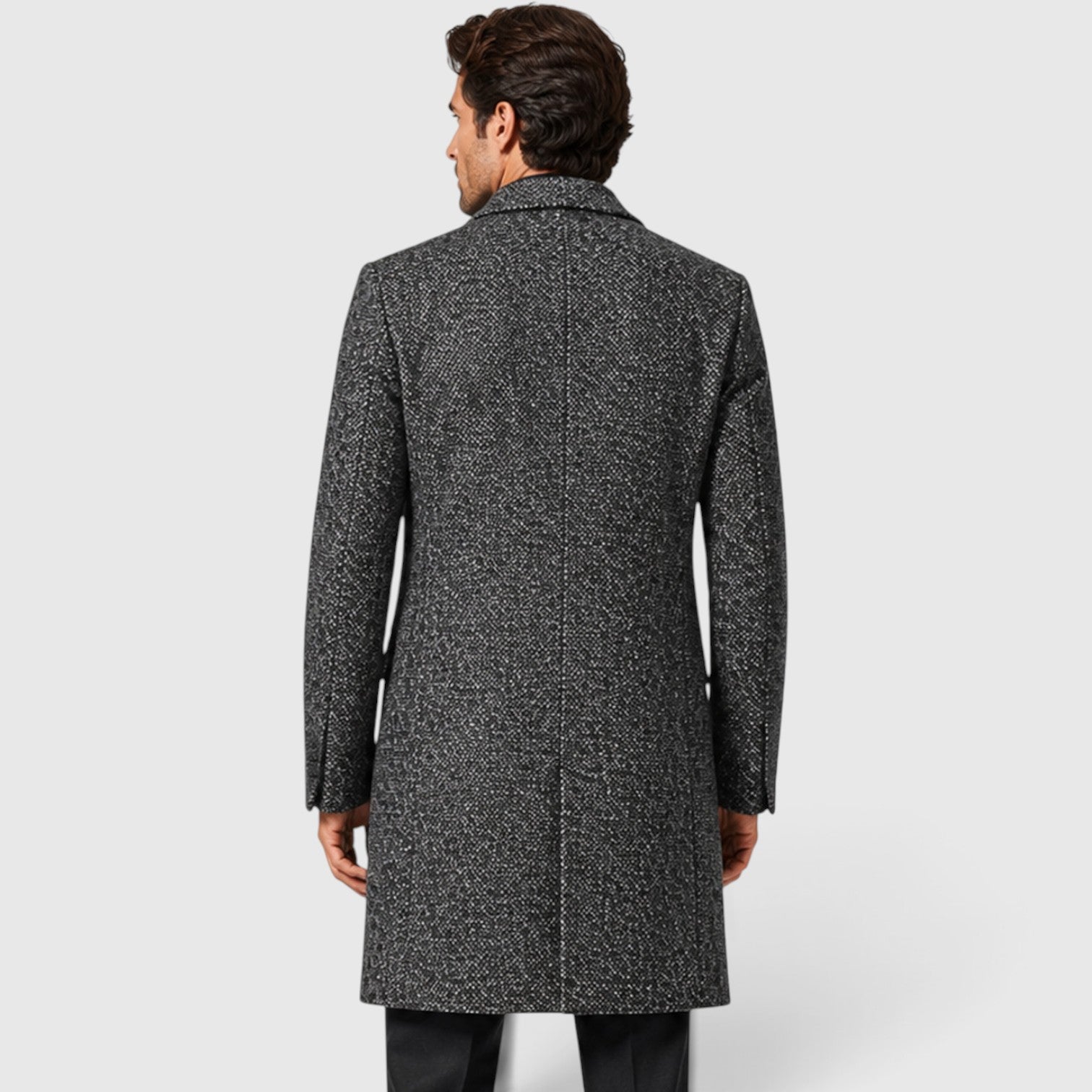 Monvaline | Men's Wool Single-Breasted Long Coat – Tailored Fit